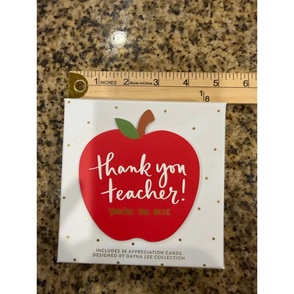 Dayna Lee Collection 36 Teacher Appreciation Cards T824W Apple Gold Polka Dot